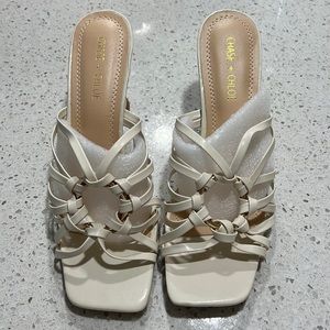 Cream strappy heels
